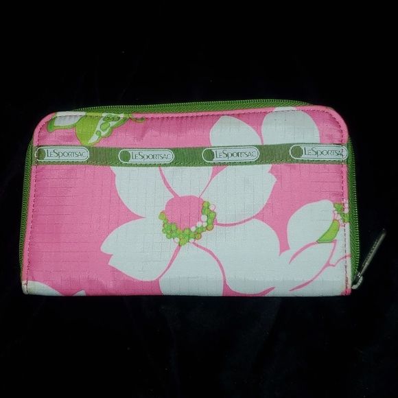LeSportSac x Lilly Pulitzer She's A Piston Accordion Wallet Pink & Lime Green - Picture 2 of 11